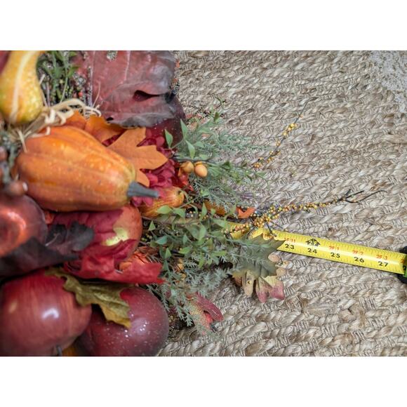 Large Wicker Basket Cornucopia Horn THANKSGIVING Harvest Fall Centerpiece Vtg. - Picture 9 of 16